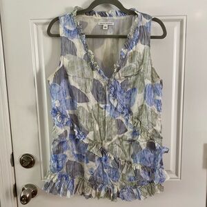 Banana Republic Ruffle Design Silk Sleeveless Top Size L / Large